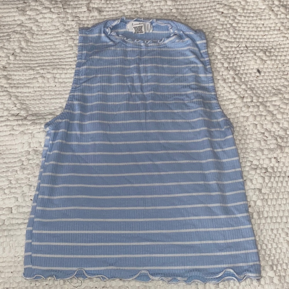 Blue and white crop top